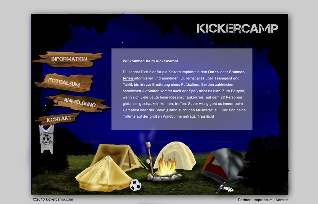 Kickercamp - Neues Design der Startseite von Jessica Nierth