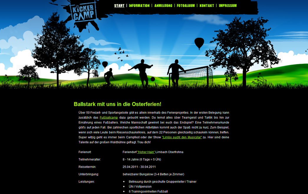 Kickercamp - Neues Design - Startseite