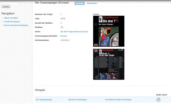 Hörspielanwendung - Hörspiel Detailansicht